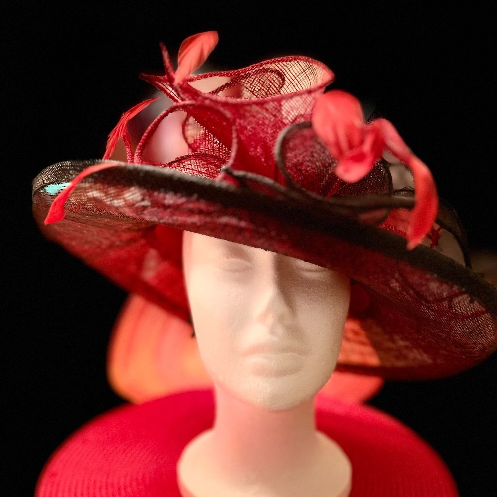 Fabulous Red/black Fancy Hat, 22" circumference